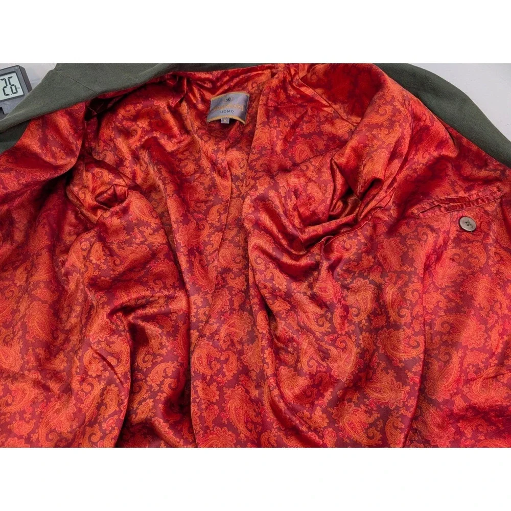 Vintage Bugatchi Uomo Sport Coat Jacket Men's M Paisley‎ Lined Green Hongkong